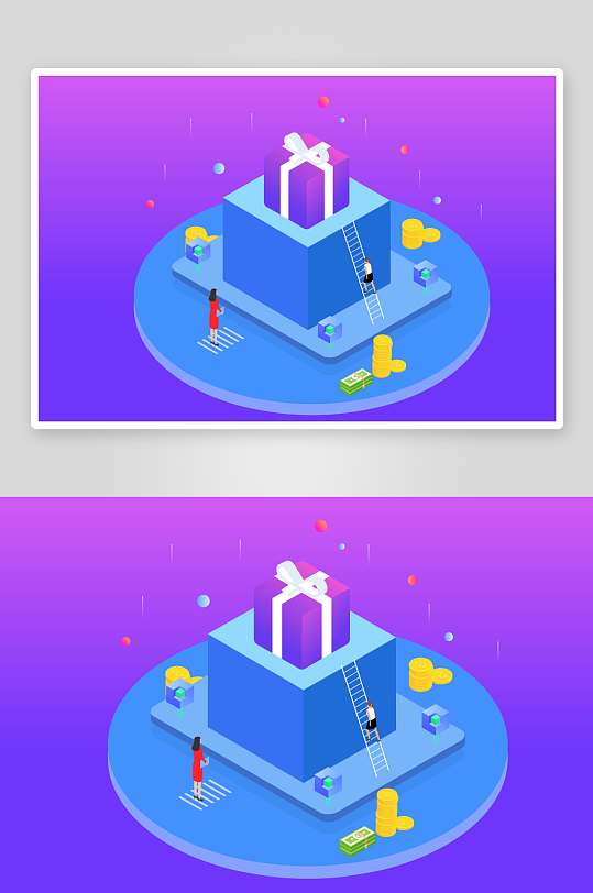 矢量电商办公插画模版-众图网