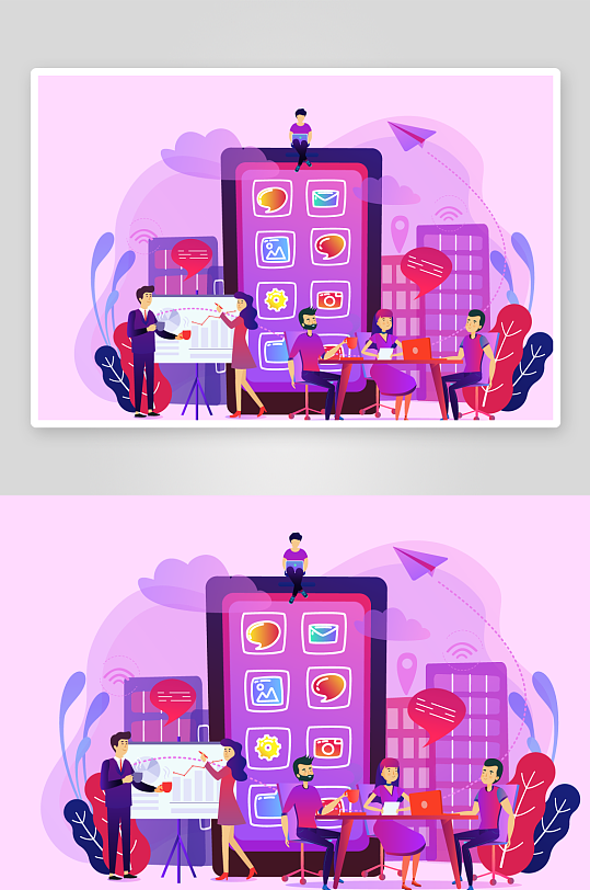 矢量电商办公插画模版-众图网