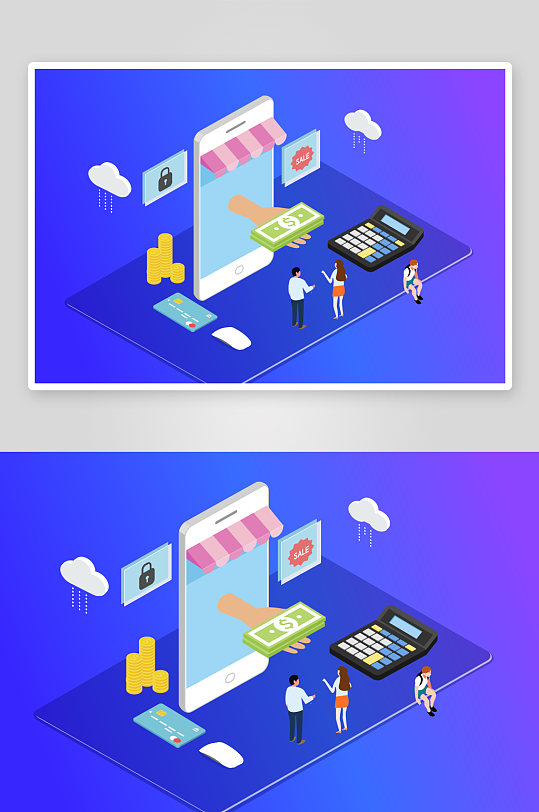 矢量电商办公插画模版-众图网