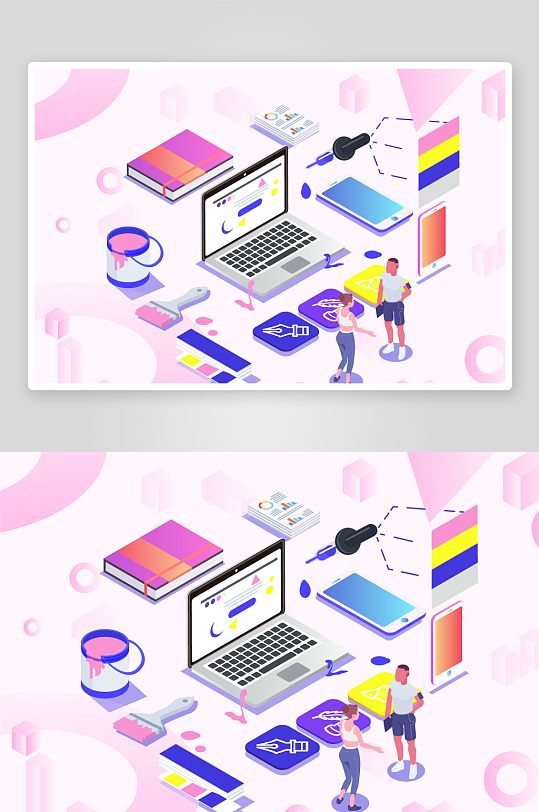 矢量电商办公插画模版-众图网