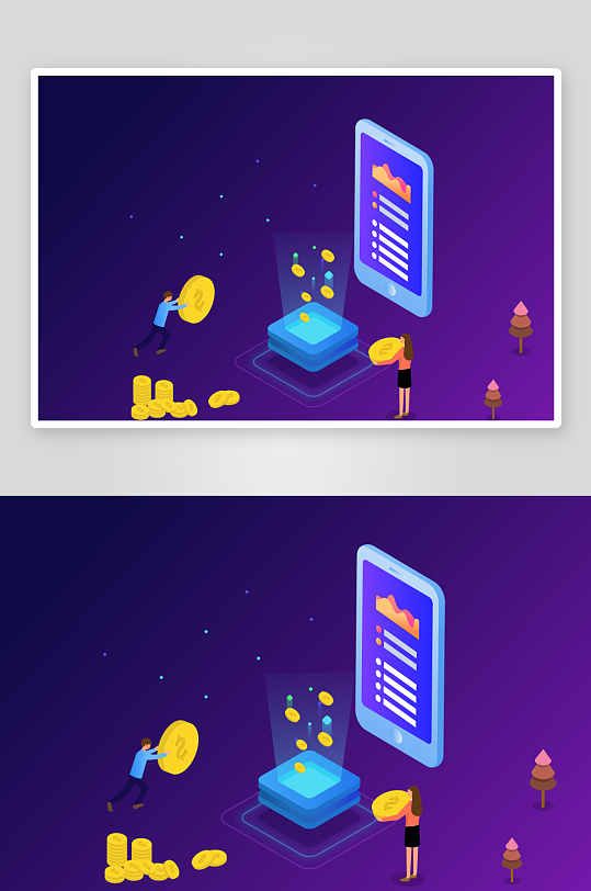 矢量电商办公插画模版-众图网