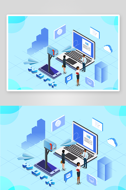 矢量电商办公插画模版-众图网