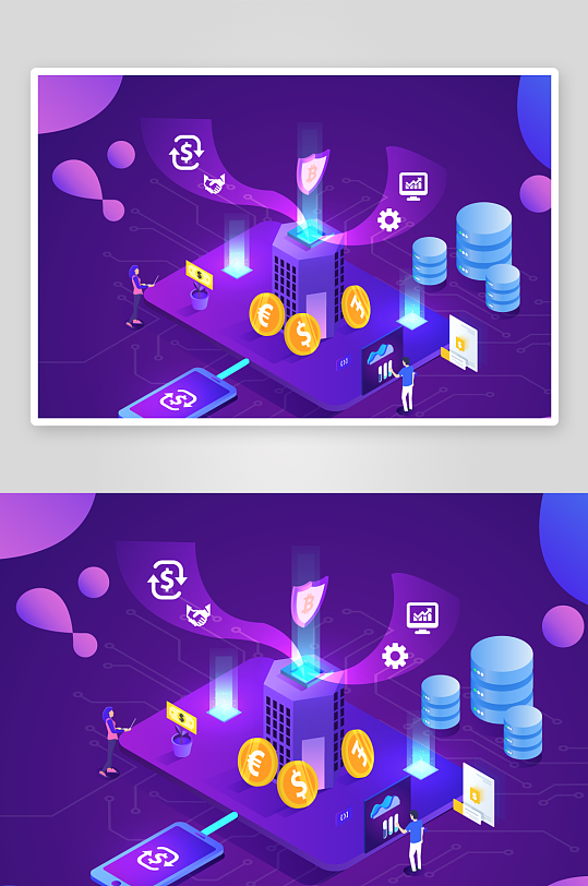 矢量电商办公插画模版-众图网