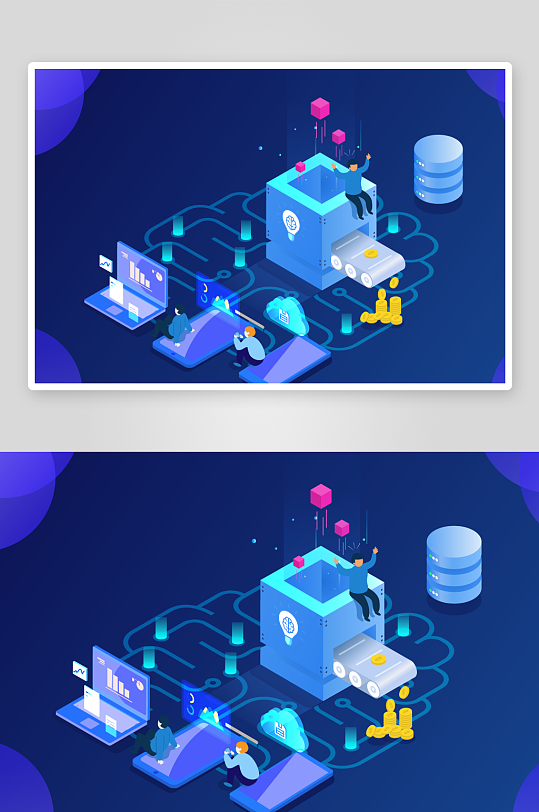 矢量电商办公插画模版-众图网