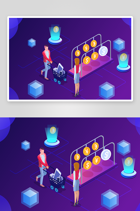 矢量电商办公插画模版素材-众图网