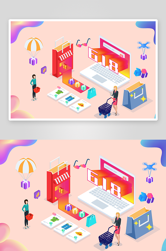 矢量电商办公插画模版素材-众图网