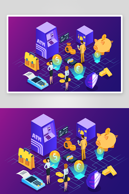 矢量电商办公插画模版素材-众图网