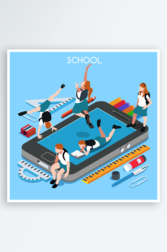 教育场景矢量插画-众图网