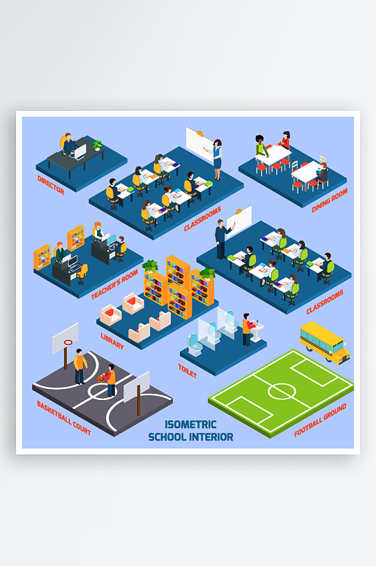 教育场景矢量插画素材-众图网