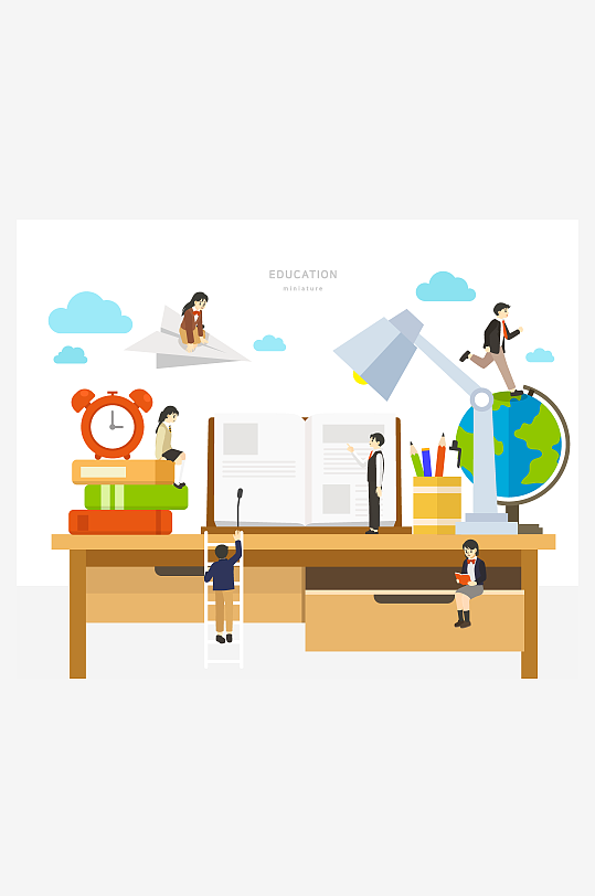 教育场景矢量插画素材-众图网