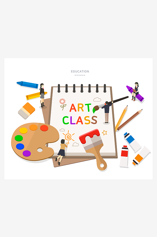 教育场景矢量插画素材-众图网