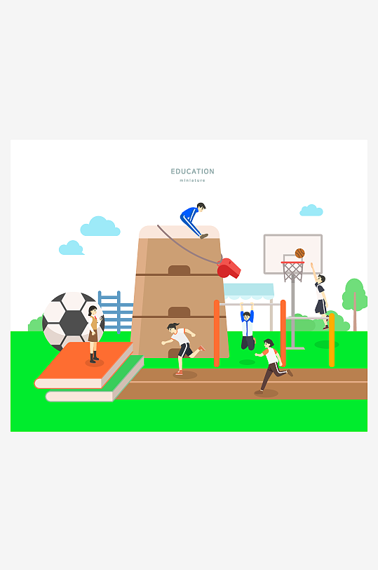 教育场景矢量插画素材-众图网