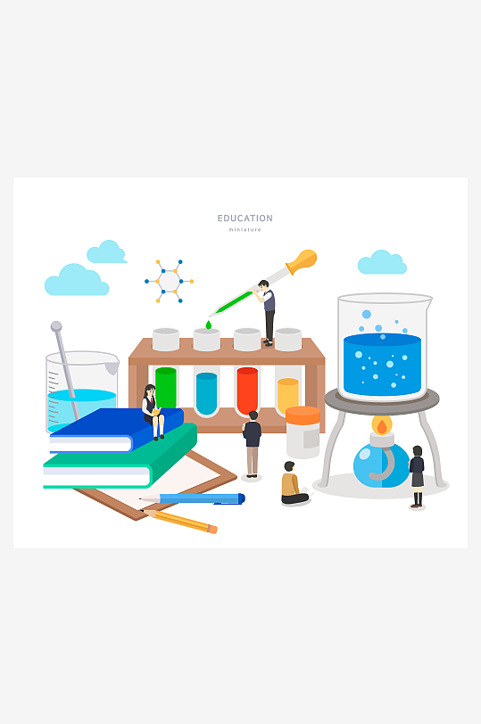 教育场景矢量插画素材-众图网