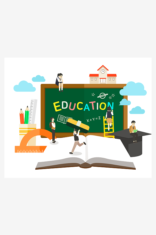 教育场景矢量插画-众图网