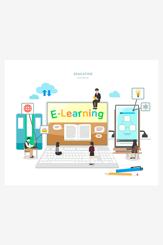 教育场景矢量插画-众图网