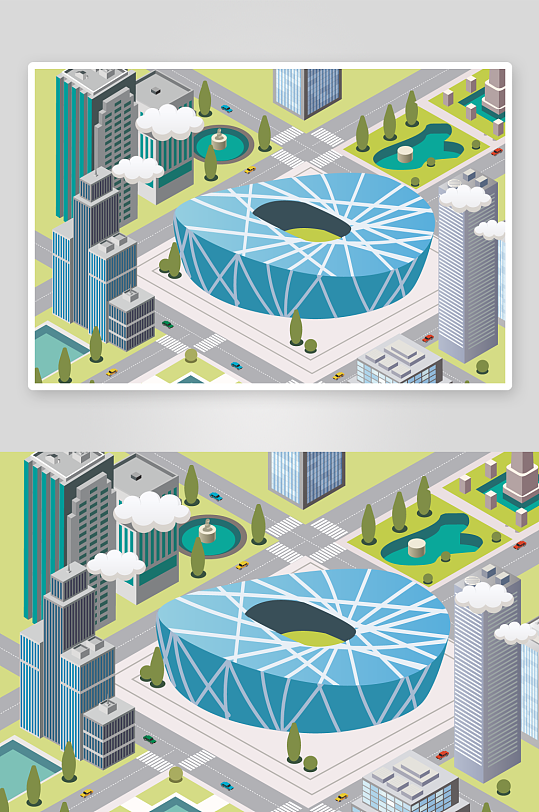 矢量建筑插画素材-众图网