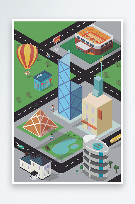 矢量建筑插画素材-众图网