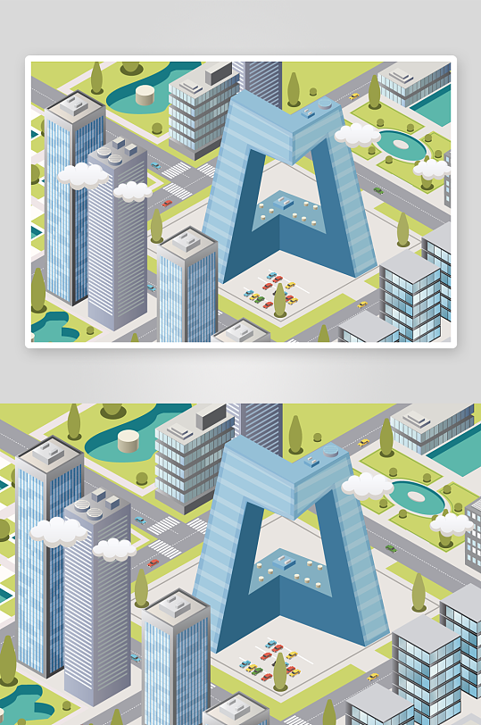 矢量建筑插画素材-众图网