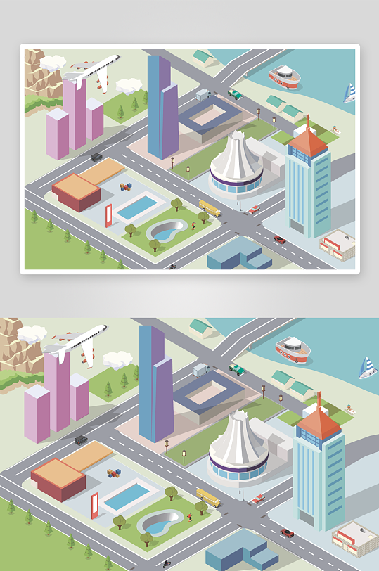 矢量建筑插画素材-众图网