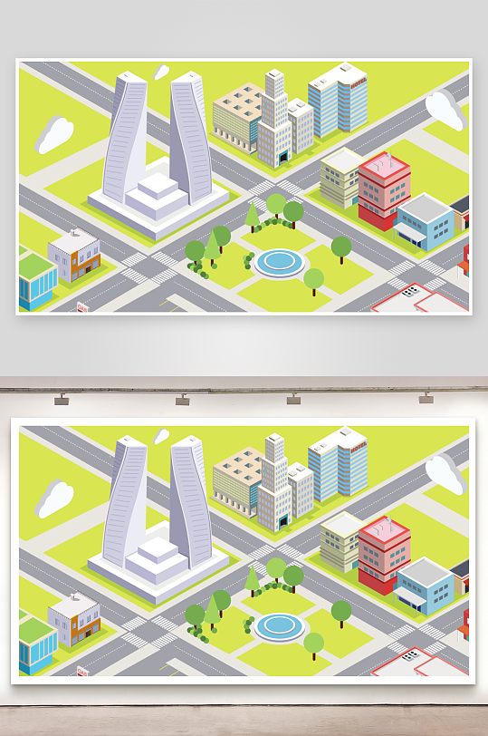 矢量建筑插画素材-众图网