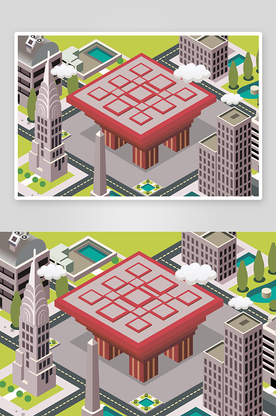 矢量建筑插画素材-众图网