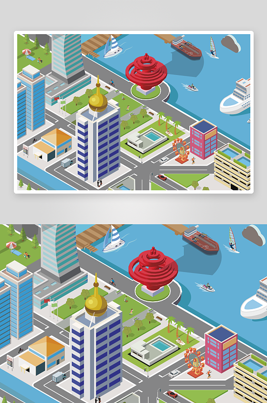 矢量建筑插画素材-众图网