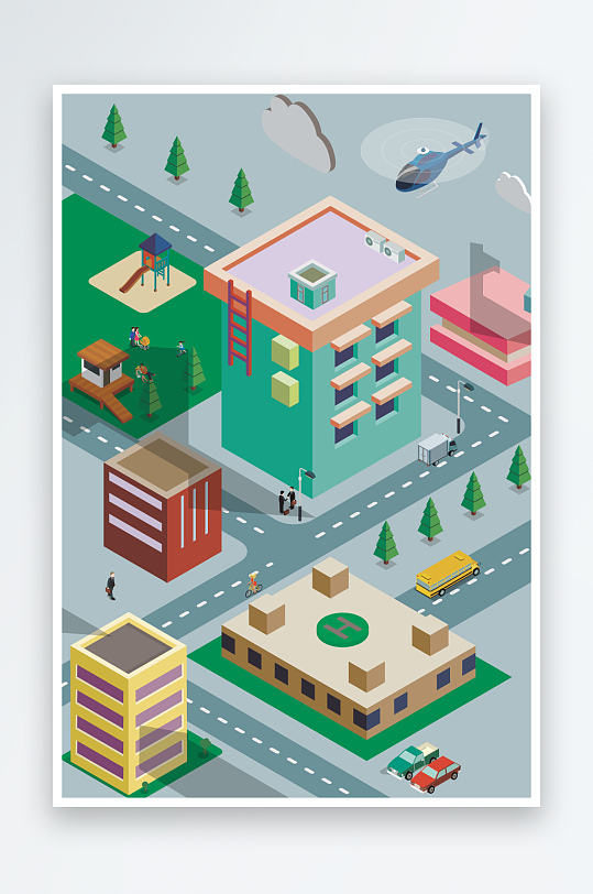 矢量建筑插画素材-众图网