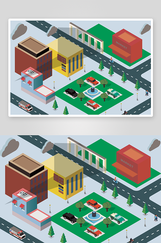 矢量建筑插画素材-众图网