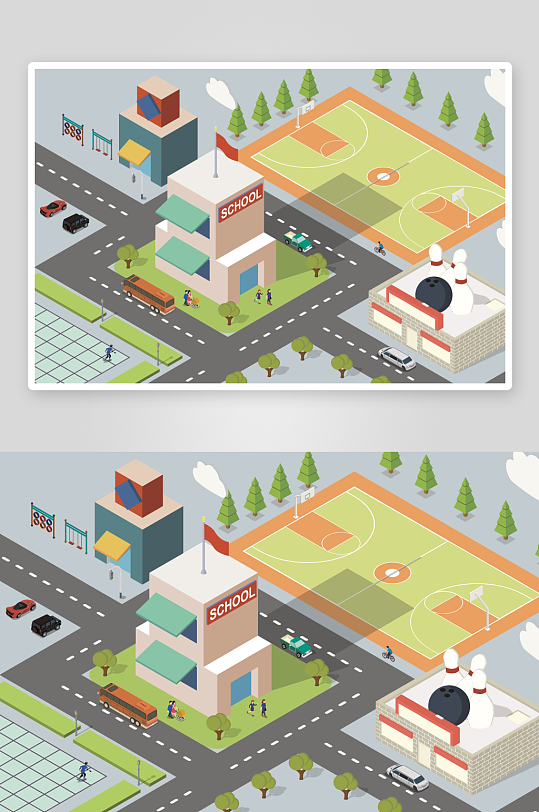 矢量建筑插画素材-众图网