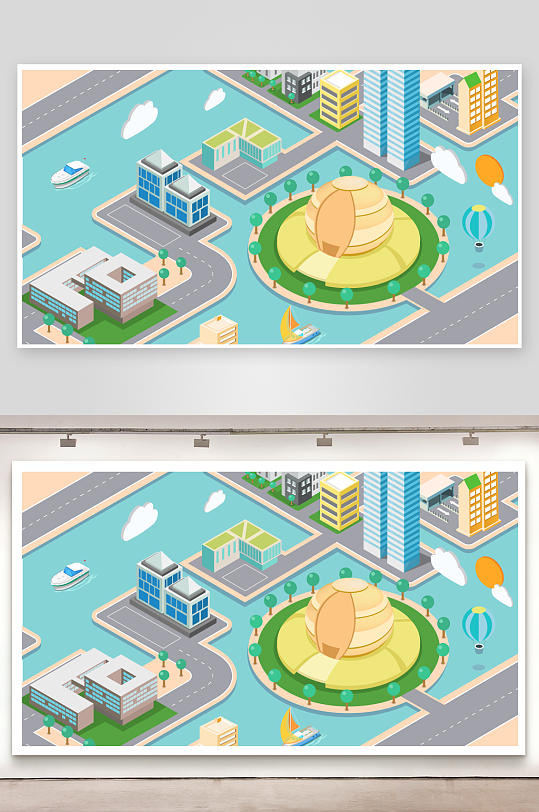 矢量建筑插画素材-众图网