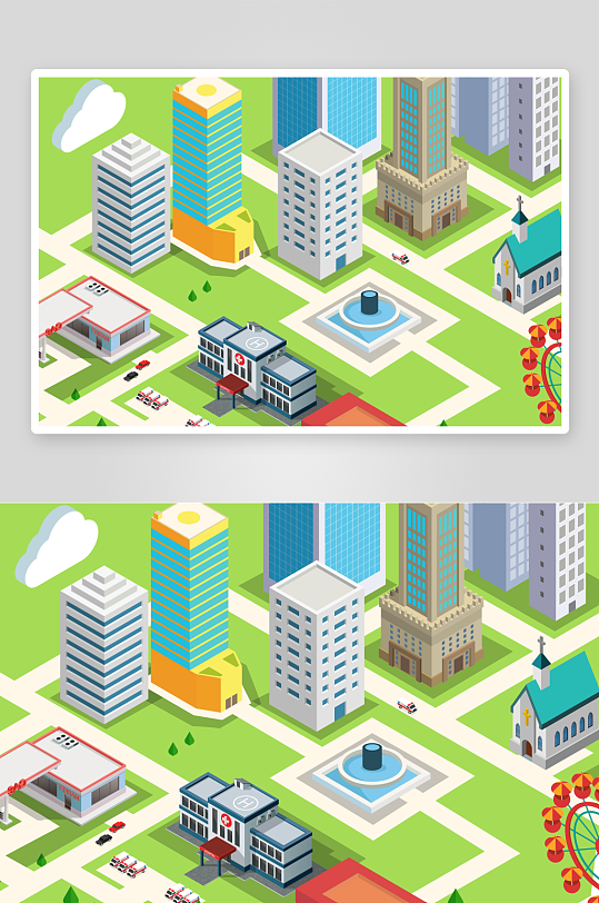 矢量建筑插画素材-众图网
