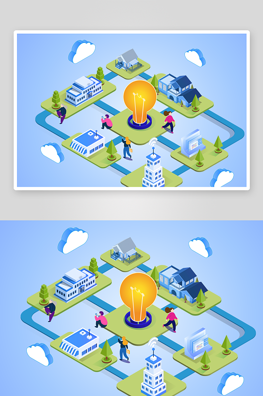 矢量建筑高楼插画-众图网