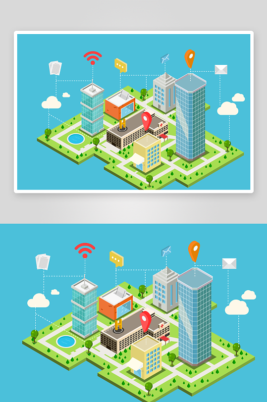 矢量建筑高楼插画-众图网