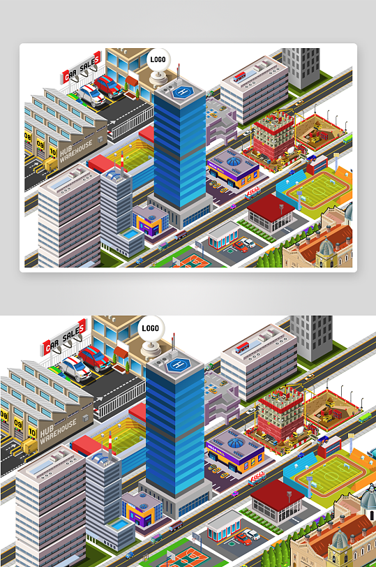 矢量建筑高楼插画-众图网