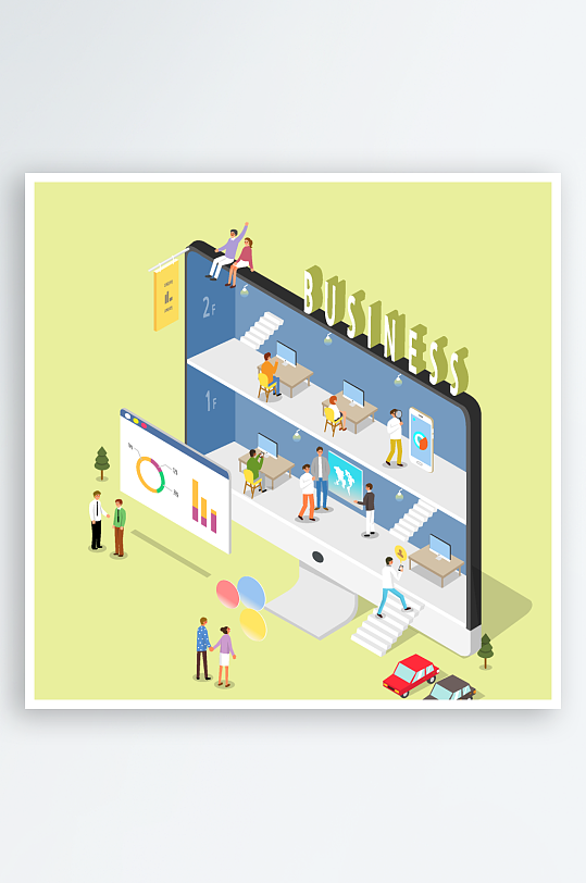 矢量创意场景插画素材-众图网