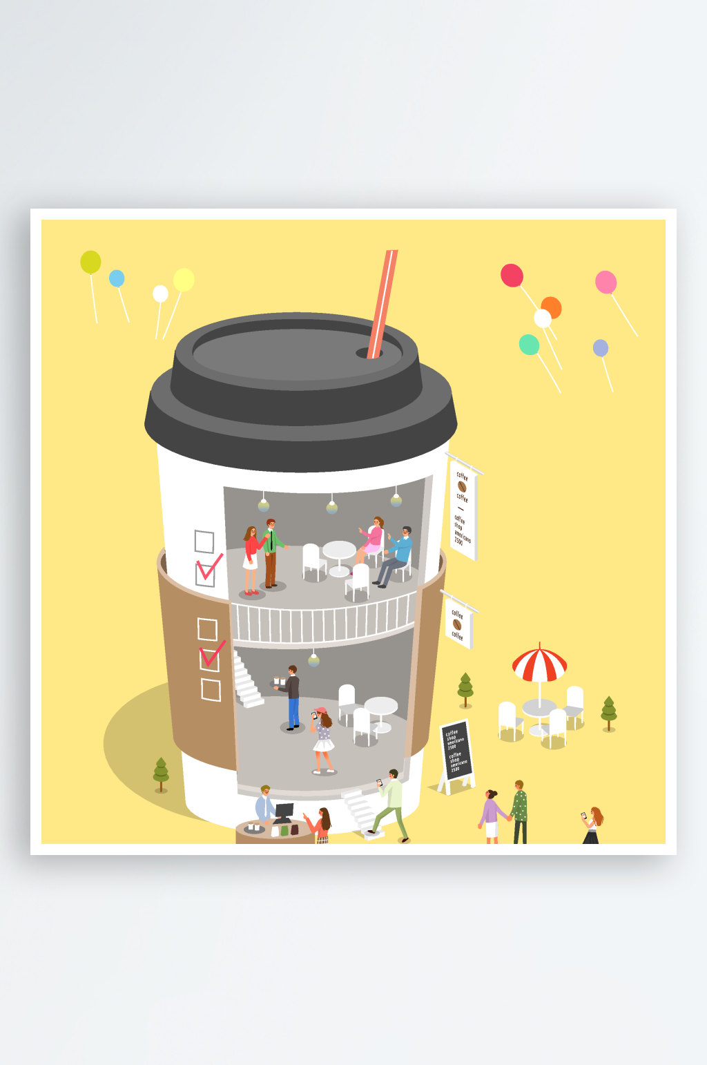 矢量创意场景插画素材素材