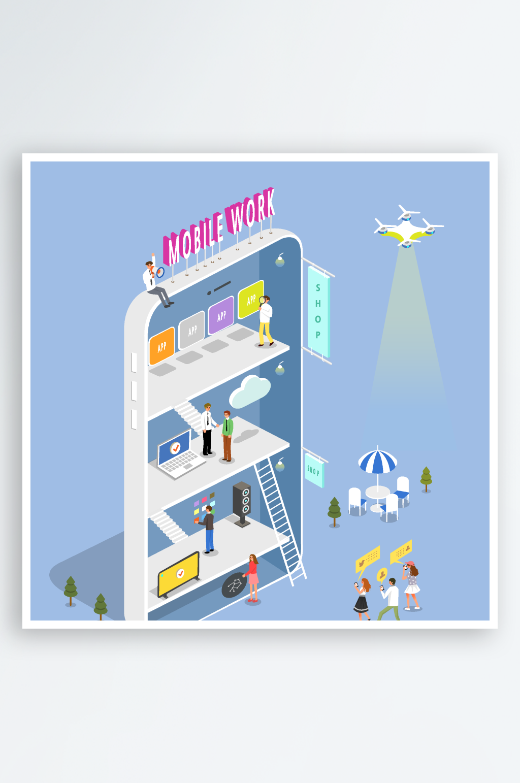 矢量创意场景插画素材素材