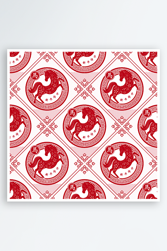 马年春节矢量元素-众图网