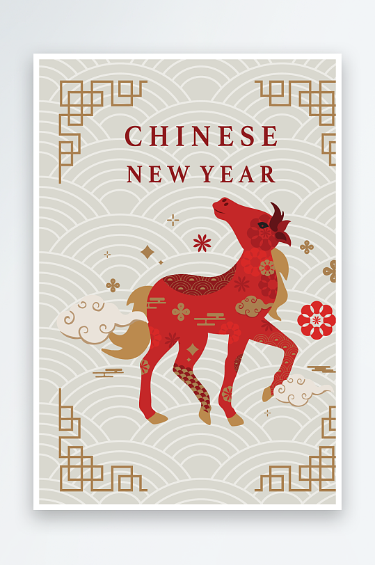 马年新年春节矢量素材-众图网