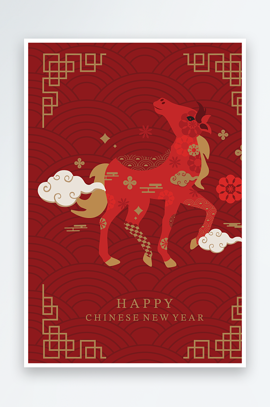 马年新年春节矢量素材-众图网