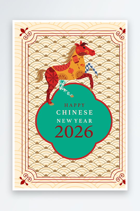 马年新年春节矢量素材-众图网