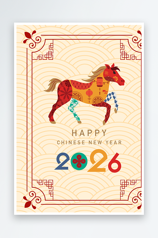 马年新年春节矢量素材-众图网