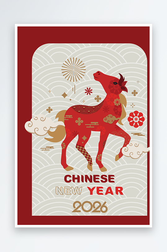 马年新年春节矢量素材-众图网