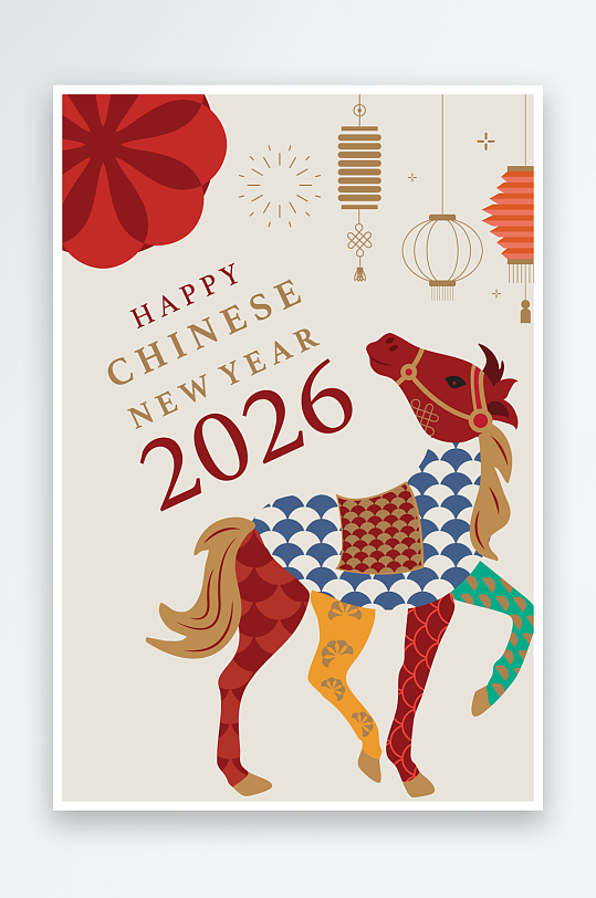 马年新年春节矢量素材-众图网