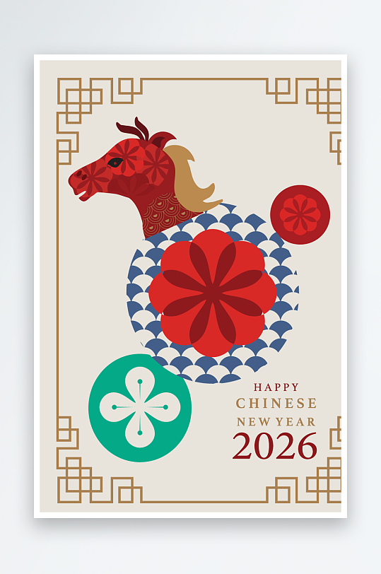 马年新年春节矢量素材-众图网