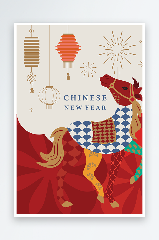 马年新年春节矢量素材-众图网