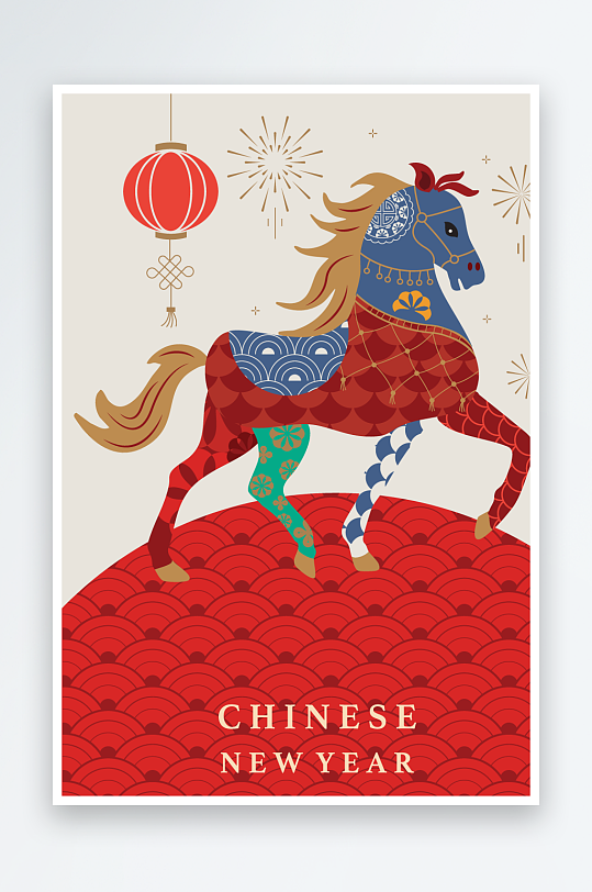 马年新年春节矢量素材-众图网