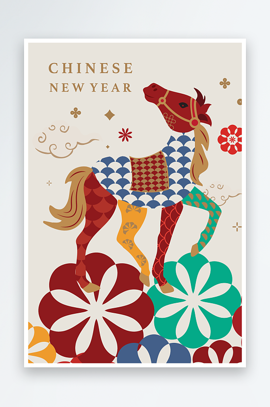 马年新年春节矢量素材-众图网