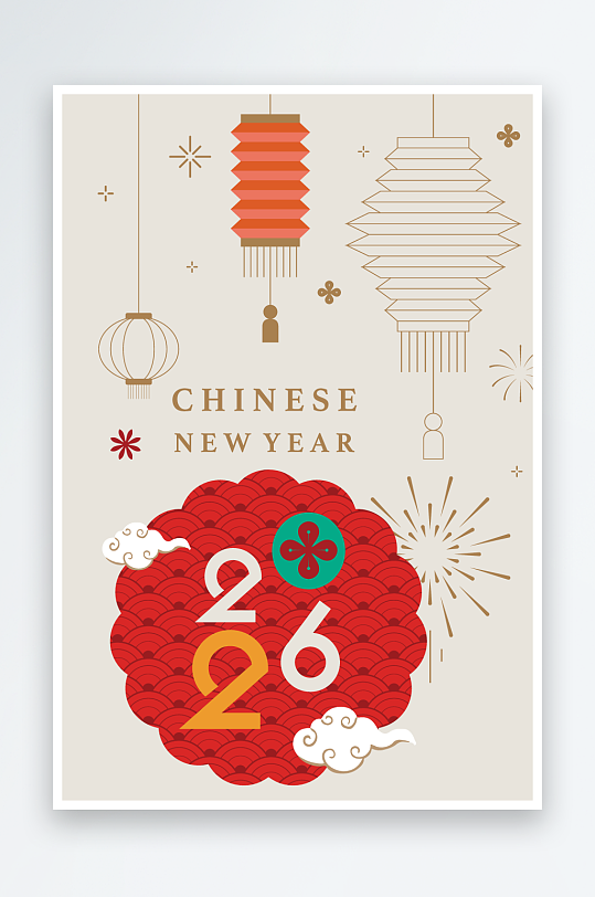 马年新年春节矢量素材-众图网