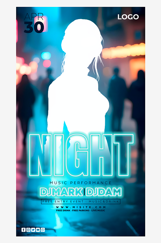 演出夜店派对PSD分层设计素材-众图网